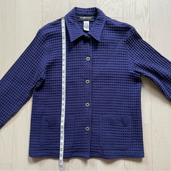 Vintage Sag Harbor Sports Waffle Knit Button Up Lightweight Sweater Cardigan - Picture 9 of 11